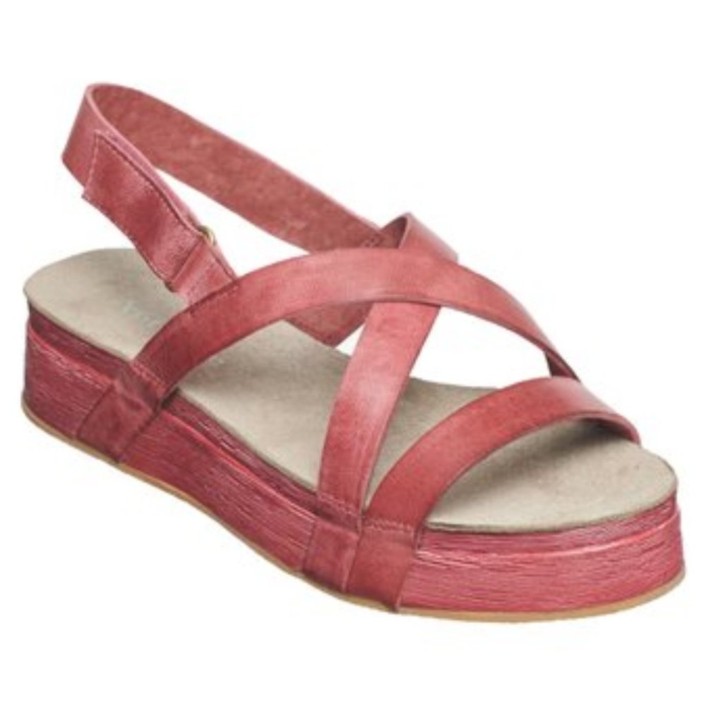 ANTELOPE BORDEAUX LEATHER PLATFORM SANDAL Size 7 1/2 -- 8